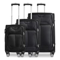 Reisekofferset 3-teilig (M+L+XL) Schwarz, Koffer mit 4...